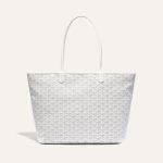 Goyard Artois Tote MM White Goyardine Canvas & Chevroches Calfskin Palladium Hardware